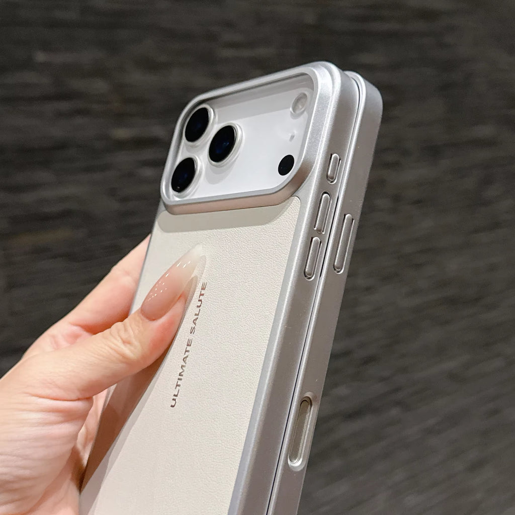 High End Business Leather Magnetic Sle Phone Case for  17 Pro Max 17 Air Plating Frame Shockproof Protection Cover MB